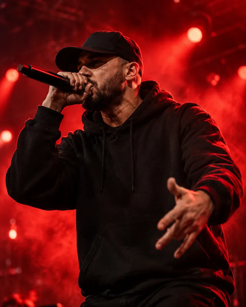 hip hop music artist performing on stage