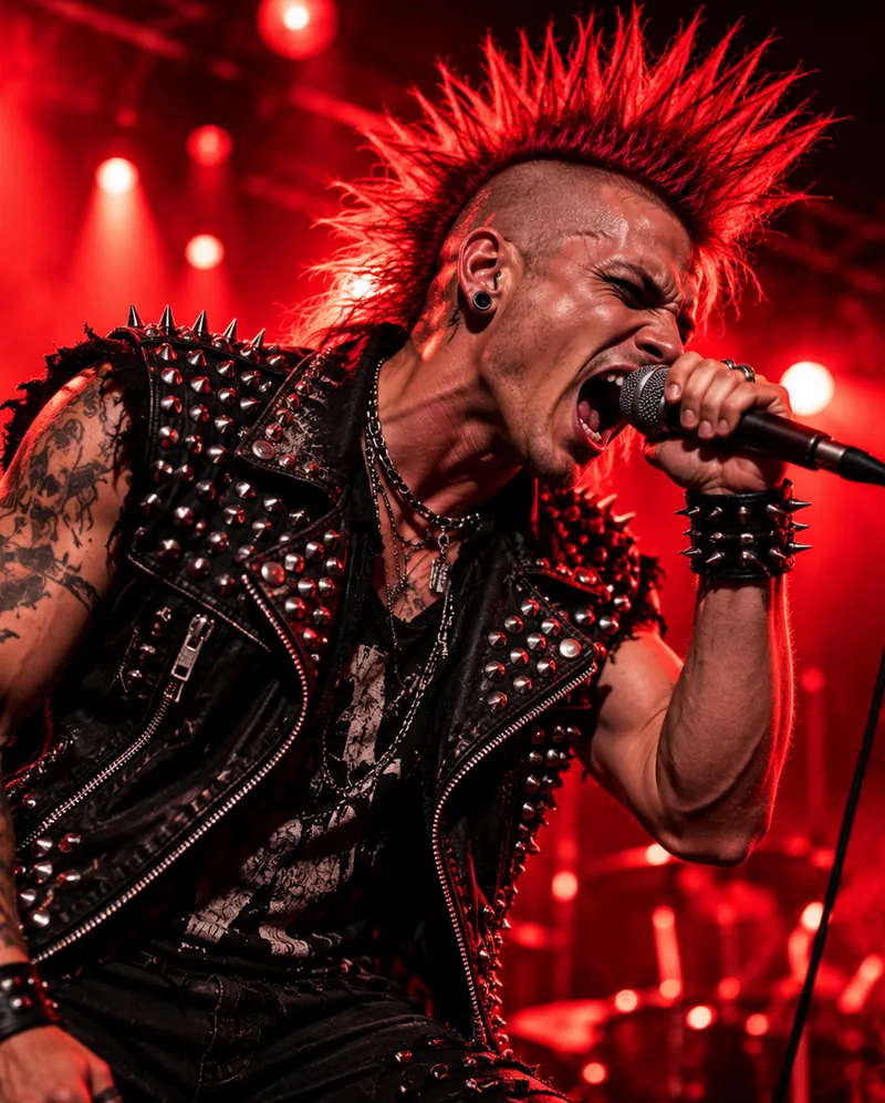 punk music artist performing on stage